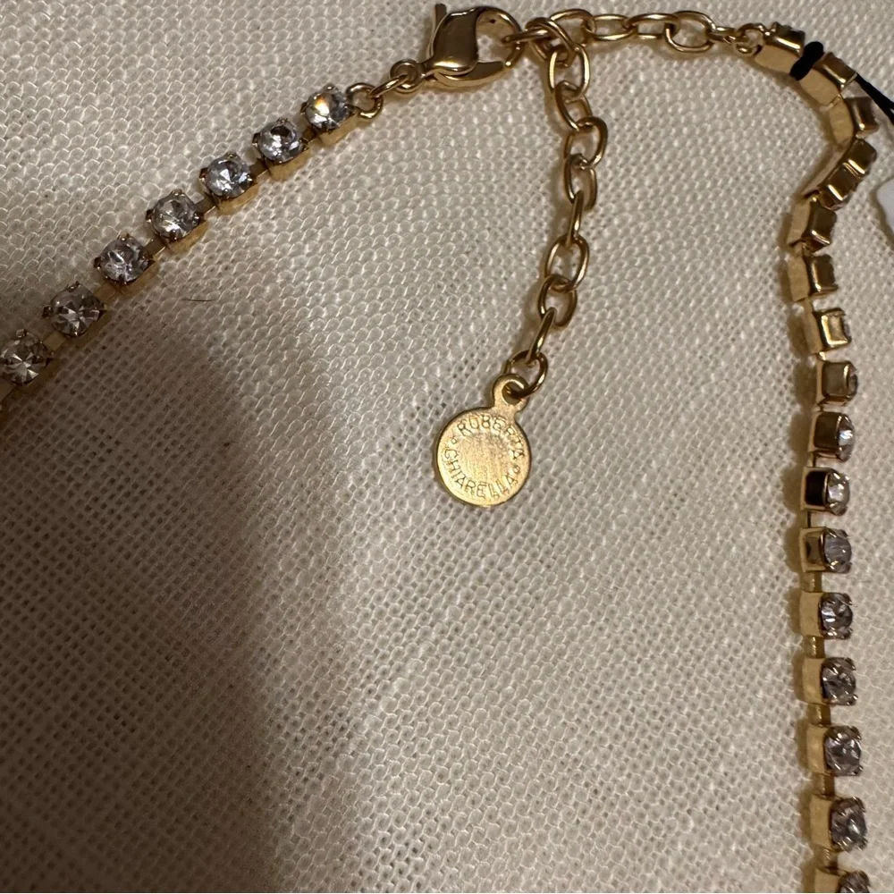 ROBERTA CHIARELLA New York City red beaded bib necklace‎ gold adjustable clasp
